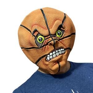 Basketball Face Horror Mask — Textured Snarling Design